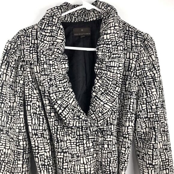 Fenn Wright Manson Geometric Black and Cream Ruched Color Belted Blazer - Picture 6 of 13